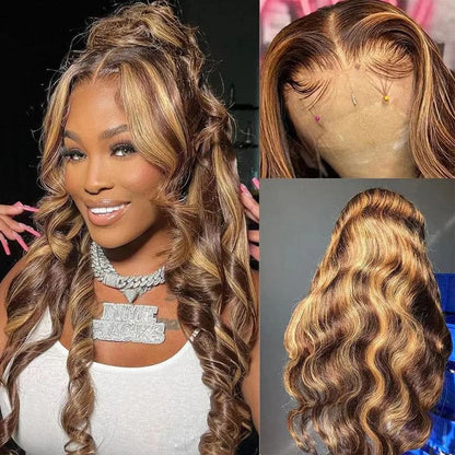 Body Wave Virgin Hair Lace Wig 200% Density 27/4